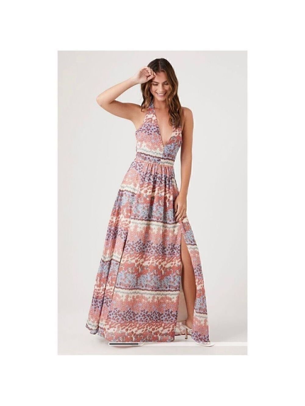 Forever XXI Floral Plunging Maxi Dress (Sm) - Picture 11 of 12